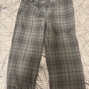 Nike Golf Pants Dri Fit Dry Tour Performance Black Gray Plaid Mens Size 32x30